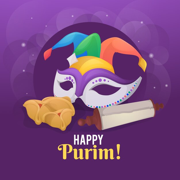 Hand-drawn happy purim day event theme