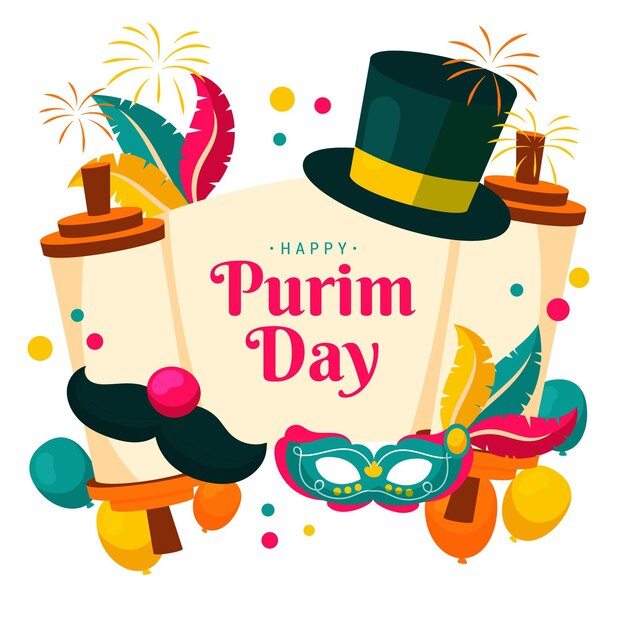 Hand drawn happy purim day