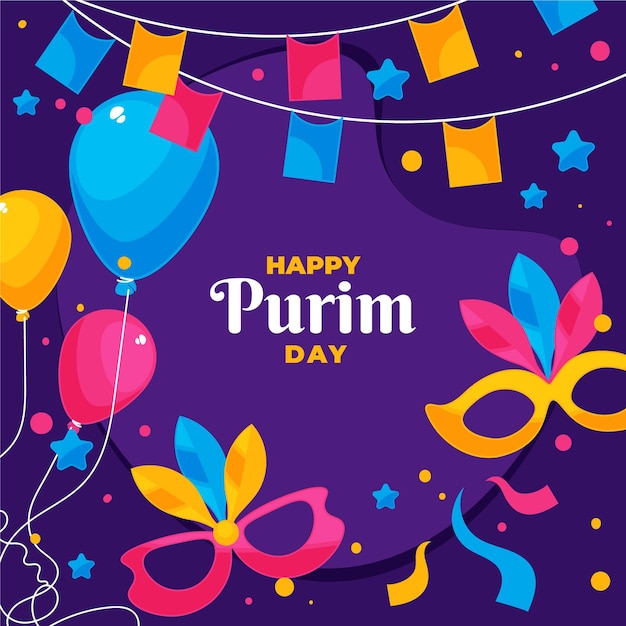 Hand drawn happy purim day