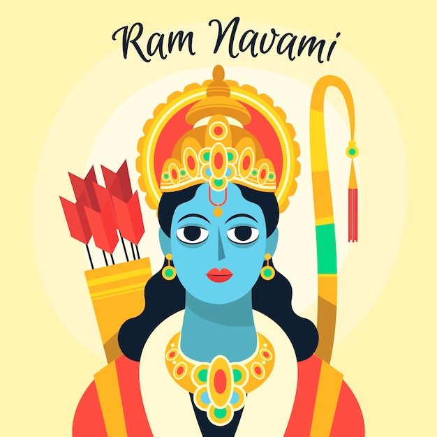 Hand-drawn happy ram navami day