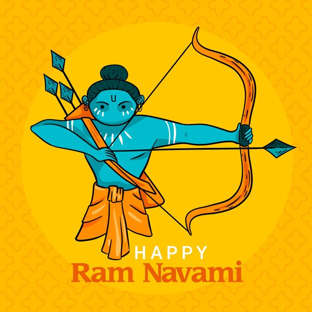 Hand-drawn happy ram navami day