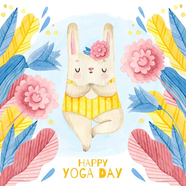 Hand drawn happy yoga day