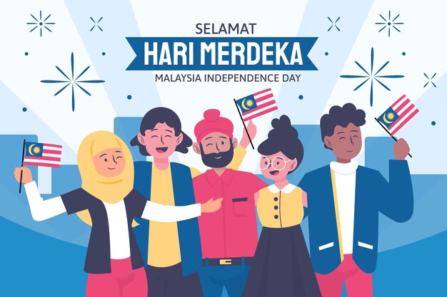 Hand drawn hari merdeka illustration