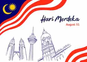 Free vector hand drawn hari merdeka illustration