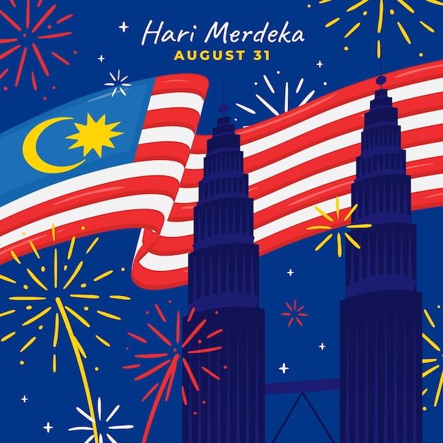 Free vector hand drawn hari merdeka illustration