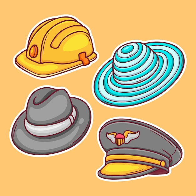 hand drawn hats set