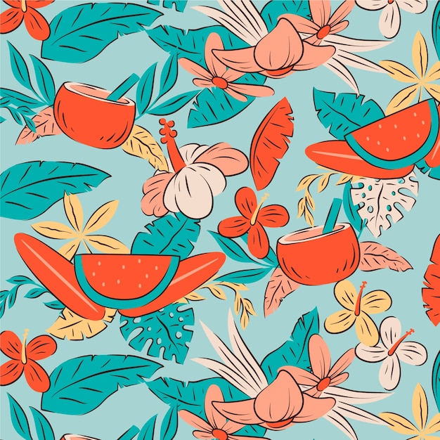 Hand drawn hawaiian shirt pattern design