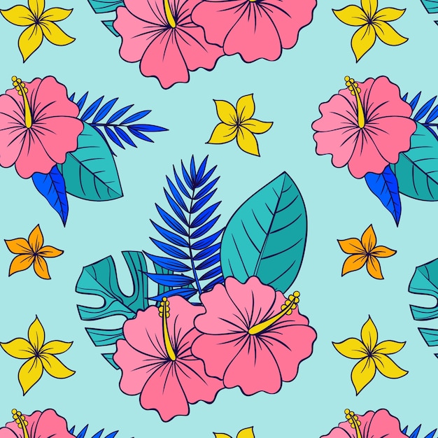 Hand drawn hawaiian shirt pattern illustration