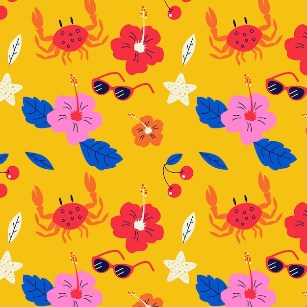 Hand drawn hawaiian shirt pattern illustration