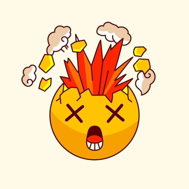 Hand drawn head exploding cartoon illustration