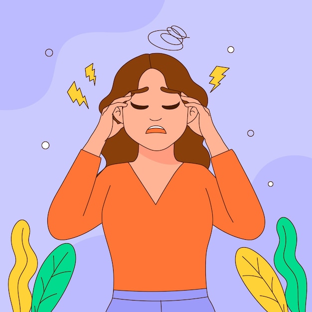 Free Vector hand drawn headache cartoon illustration