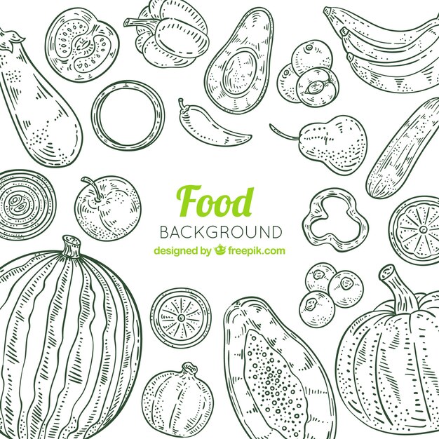 Hand drawn healthy food background