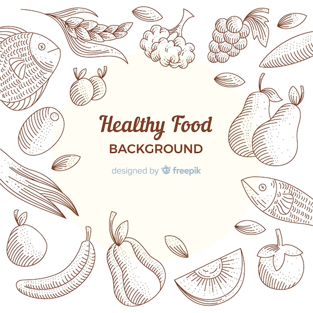 Hand drawn healthy food background