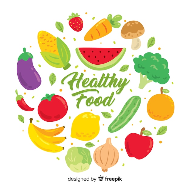 Hand drawn healthy food background