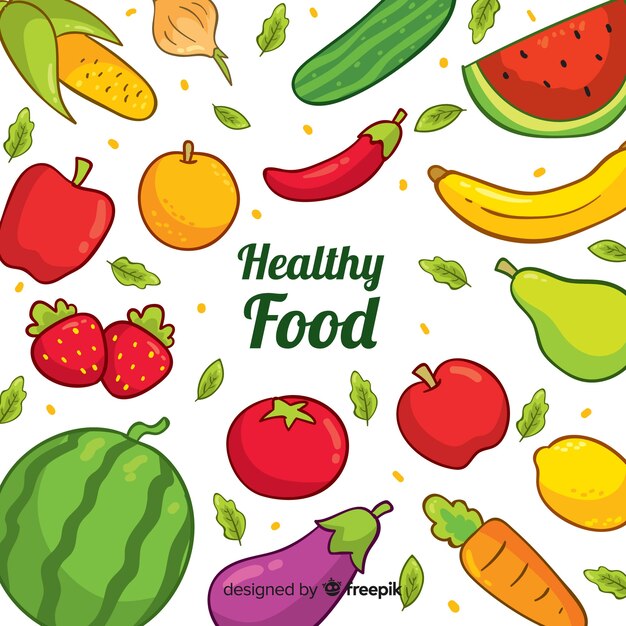 Hand drawn healthy food background