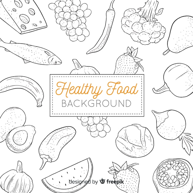 Hand drawn healthy food background