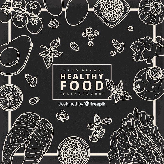 Hand drawn healthy food background