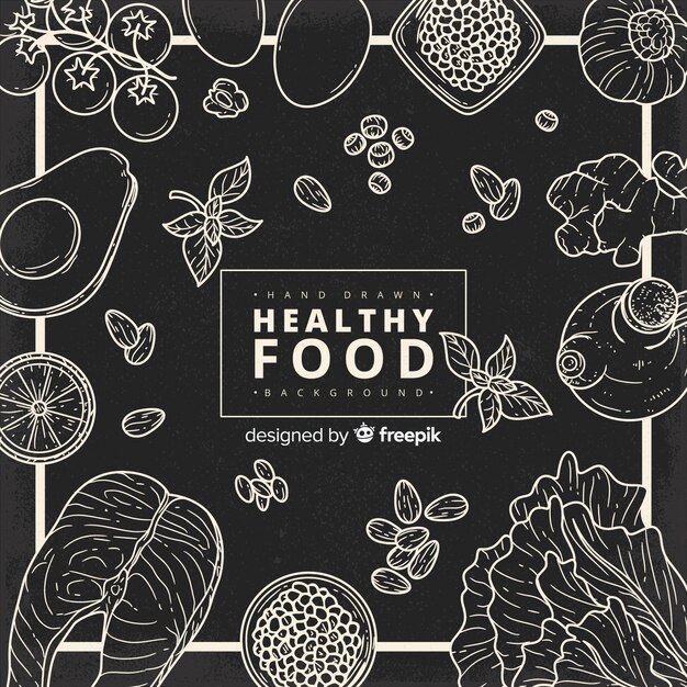 Hand drawn healthy food background