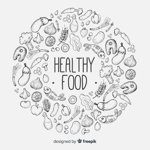 Hand drawn healthy food background