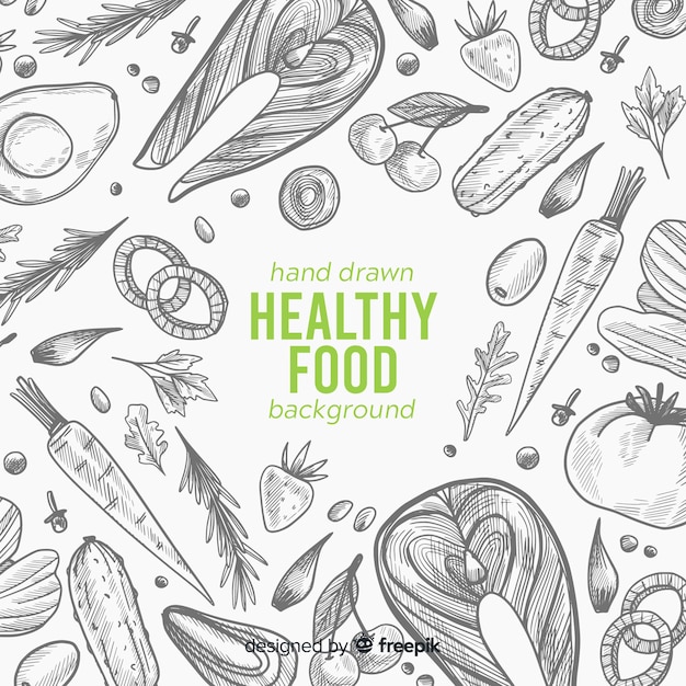 Hand drawn healthy food background