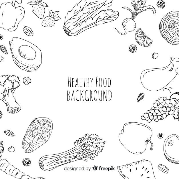 Hand drawn healthy food background