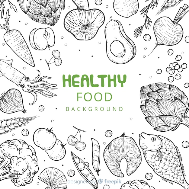 Hand drawn healthy food background