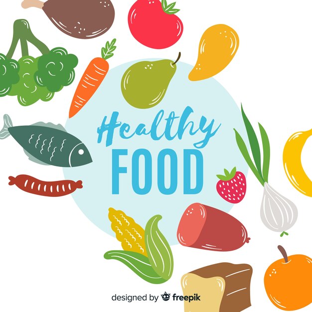 Hand drawn healthy food background