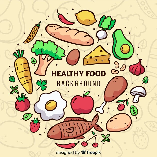 Hand drawn healthy food background