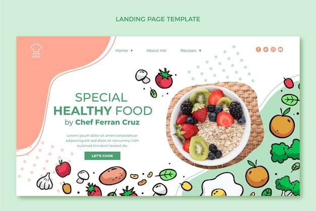 Hand drawn healthy food landing page