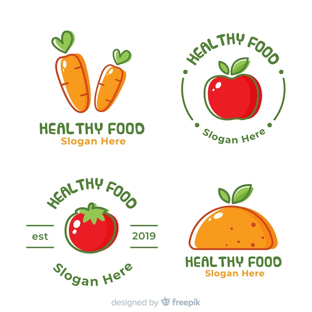 Hand drawn healthy food logo set