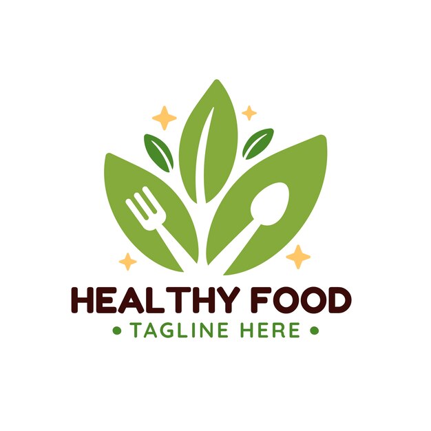 Hand drawn healthy food logo template