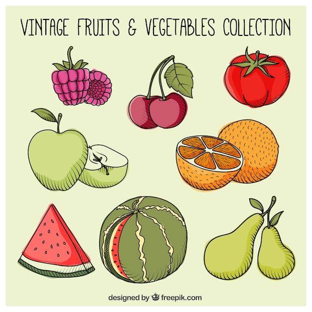 Hand drawn healthy fruits