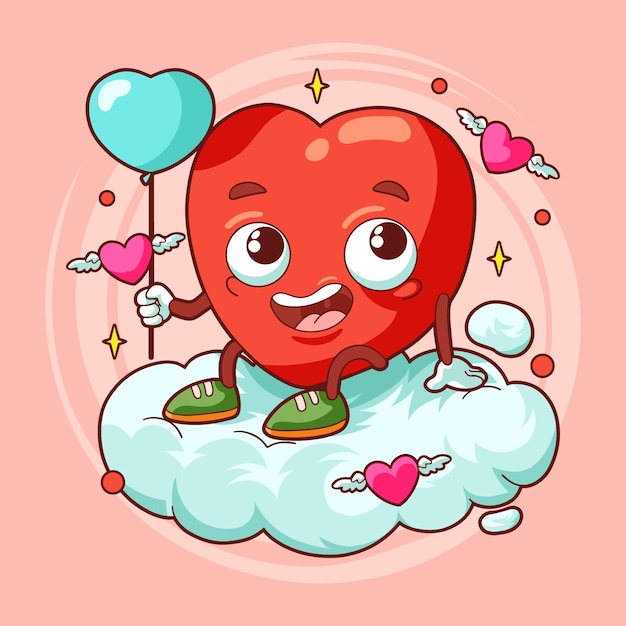 Free vector hand drawn heart cartoon character illustration