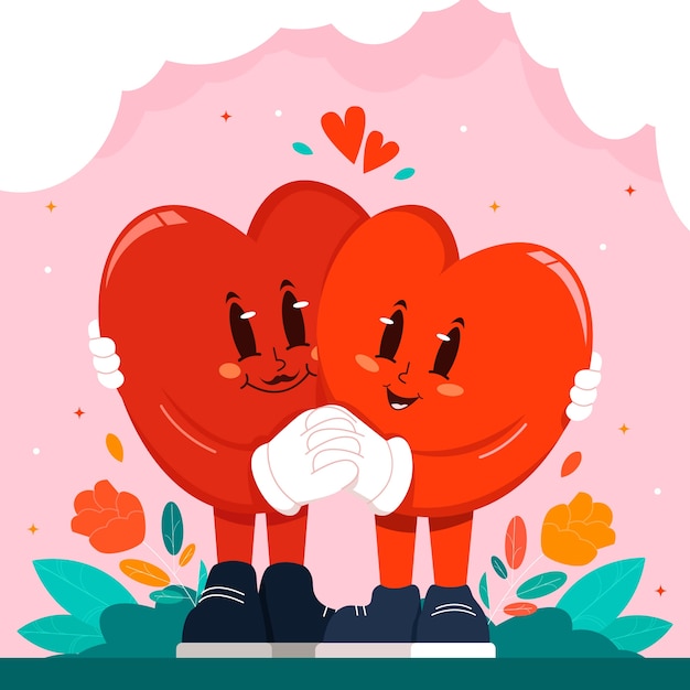 Free vector hand drawn heart cartoon character illustration