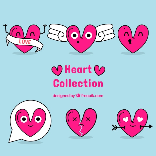 Free vector hand drawn heart collection