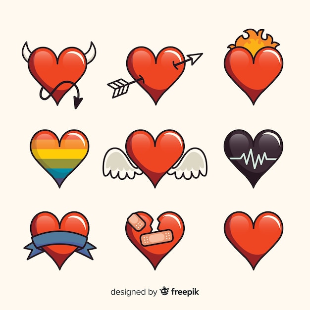 Free Vector hand drawn heart collection