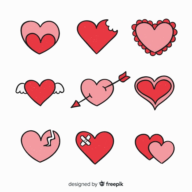 Free Vector hand drawn heart collection