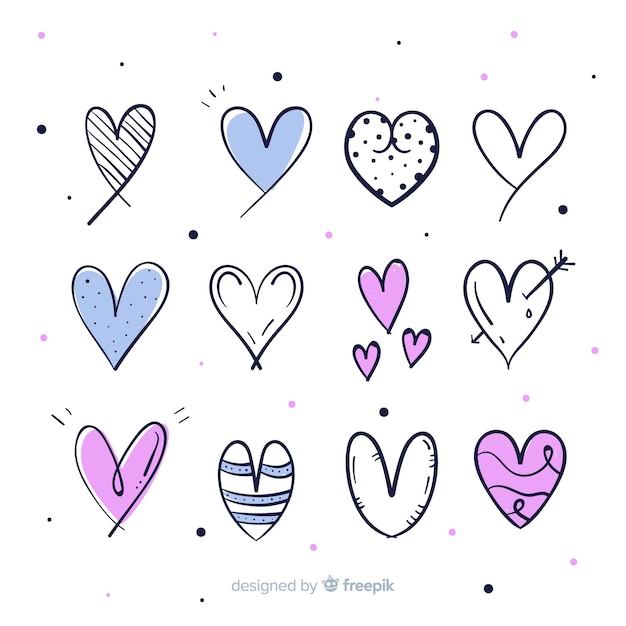 Hand drawn heart collection