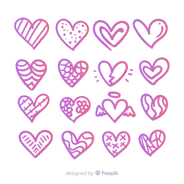 Free Vector hand drawn heart collection