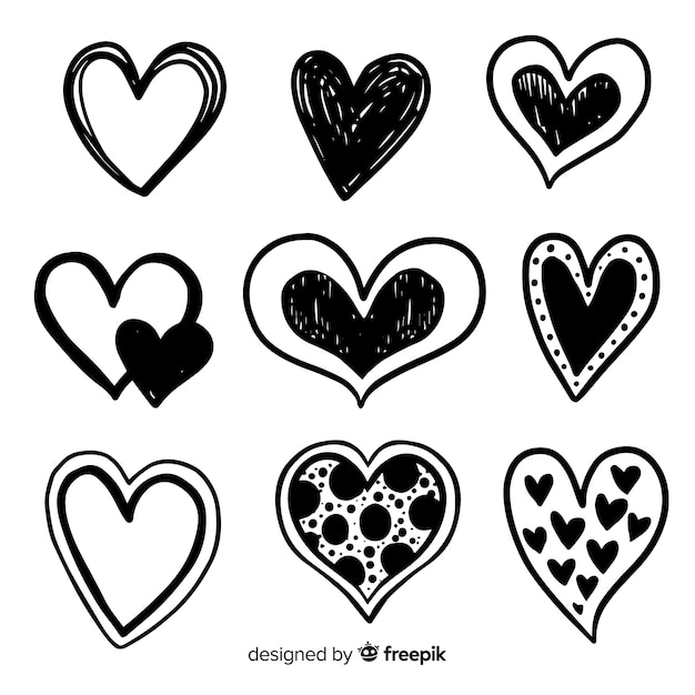 Free Vector hand drawn heart pack