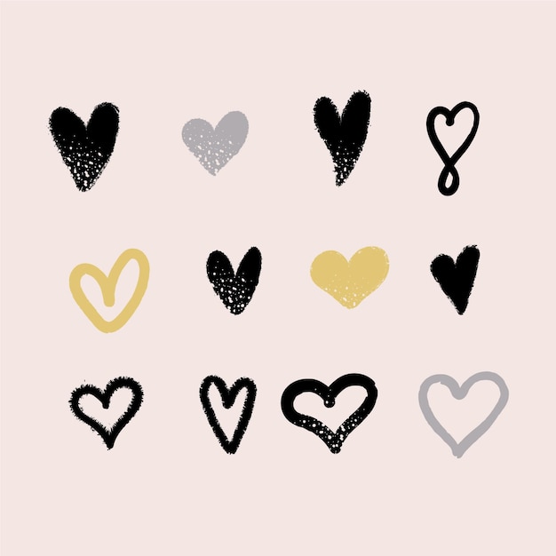 Free Vector hand drawn heart pack