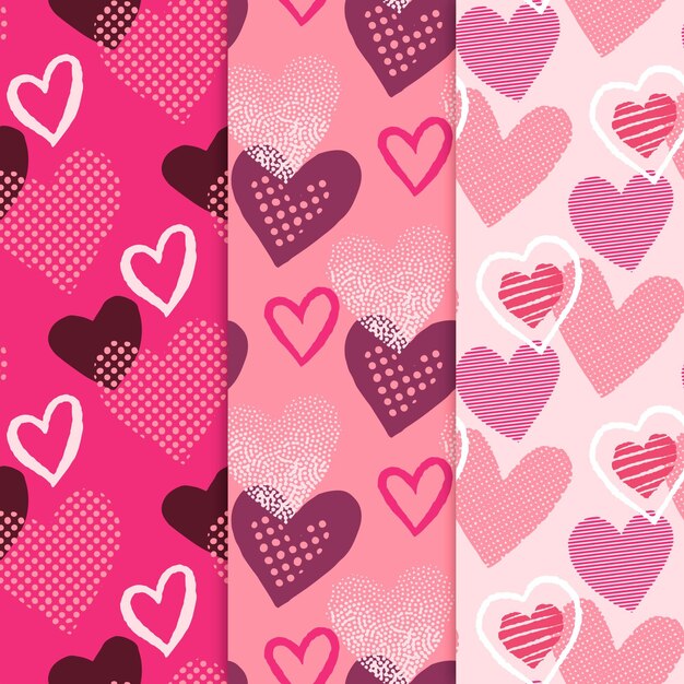 Hand drawn heart pattern collection