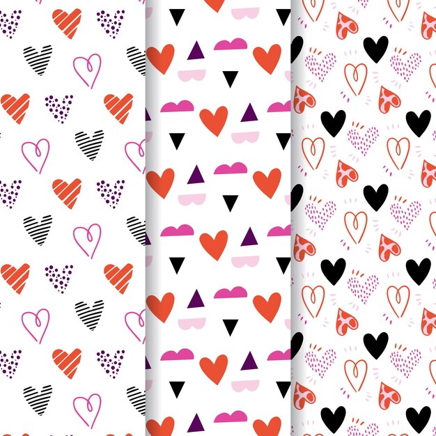 Hand drawn heart pattern collection