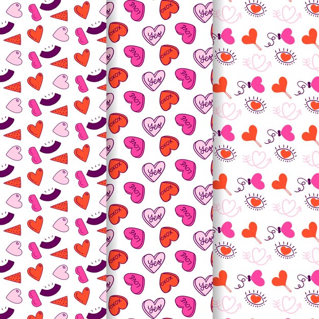 Hand drawn heart pattern collection