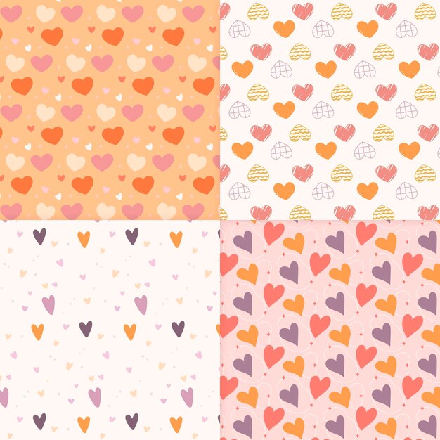 Hand drawn heart pattern collection