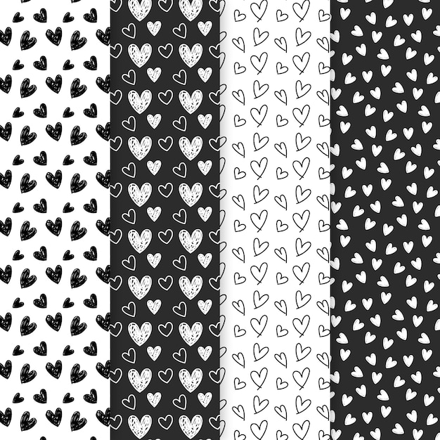 Hand drawn heart pattern collection