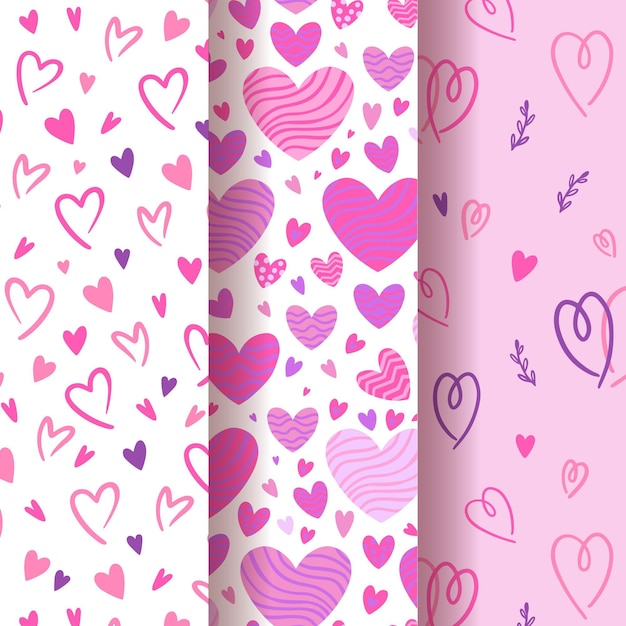 Hand drawn heart pattern collection