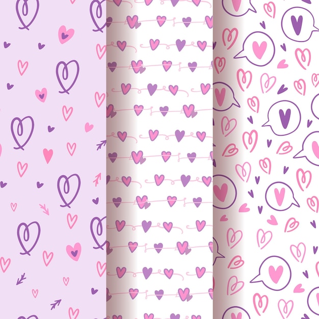 Hand drawn heart pattern collection