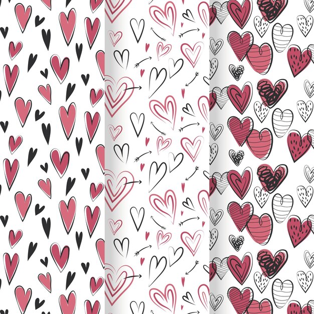 Hand drawn heart pattern collection