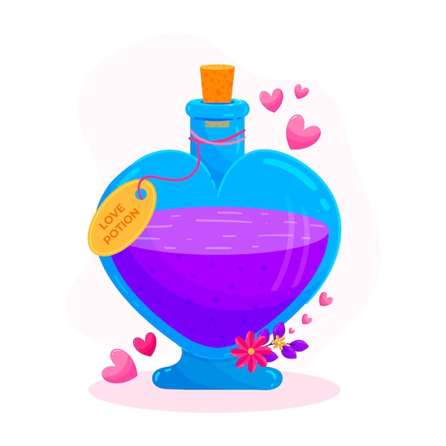 Free Vector hand drawn heart shaped love potion bottle